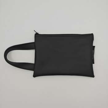 Pochette con manico in ecopelle nautica total black