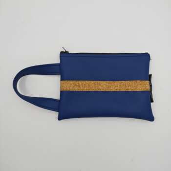 Pochette con manico in ecopelle nautica blu scuro e sughero
