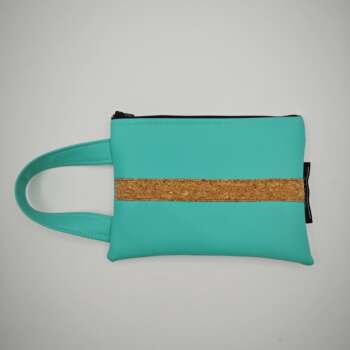 Pochette con manico in ecopelle nautica Verde acqua e sughero