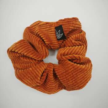 Elastico in velluto a coste color zucca