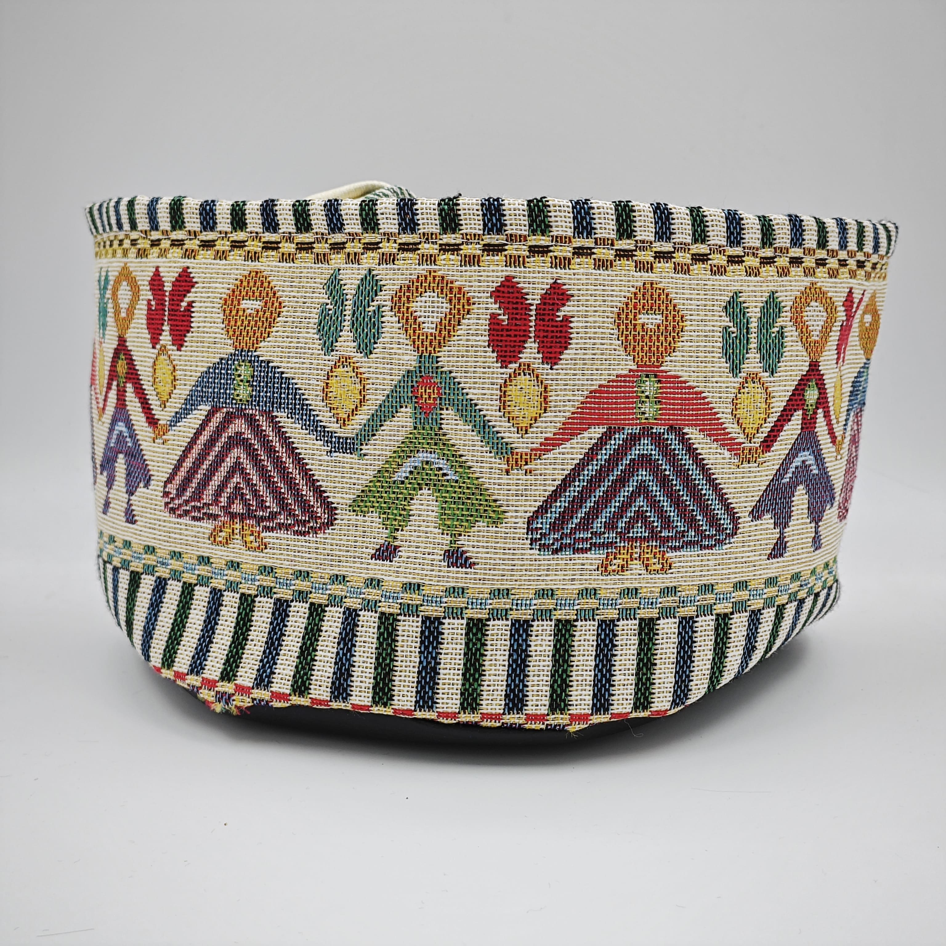 Cestino Tondo Portatutto tessuto sardo Ballu tundu verde