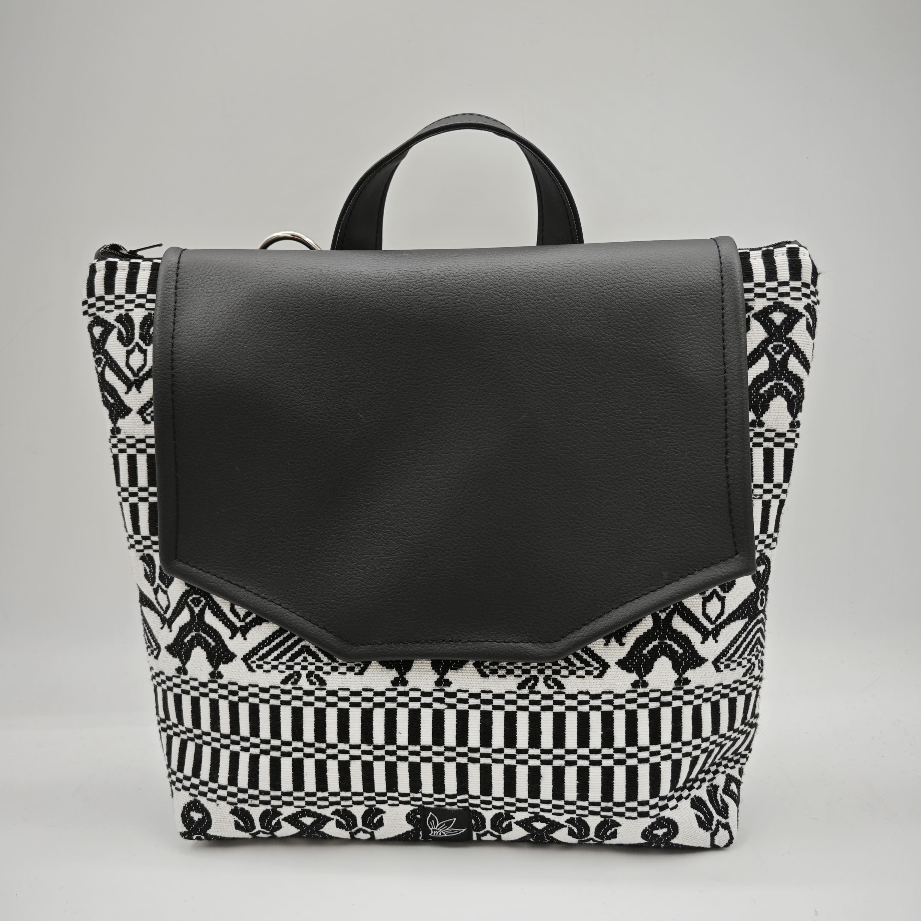 Borsa a Tracolla tessuto sardo Ballu Tundu B/N