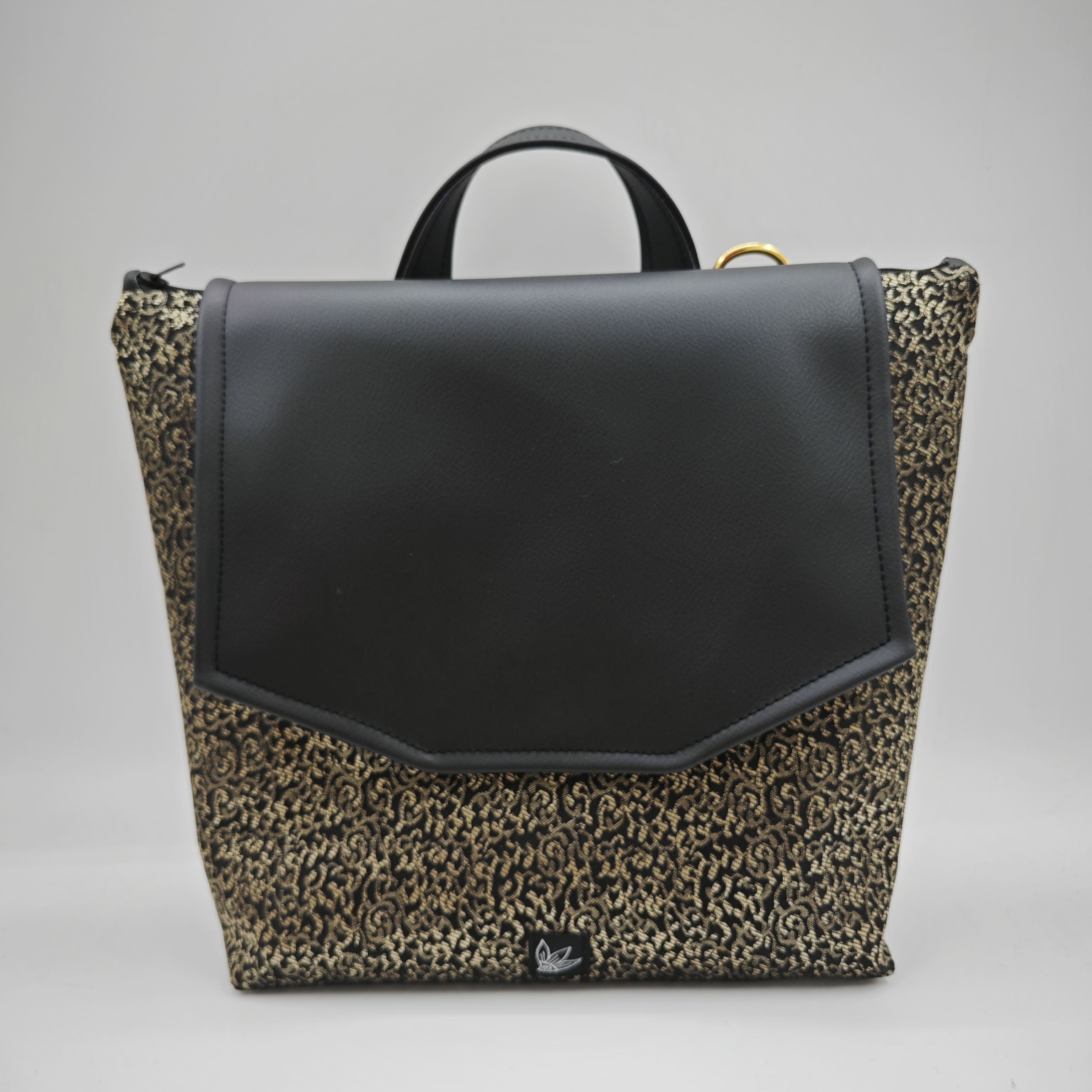 Tony Borsa a Tracolla grande tessuto sardo damascato Dorato