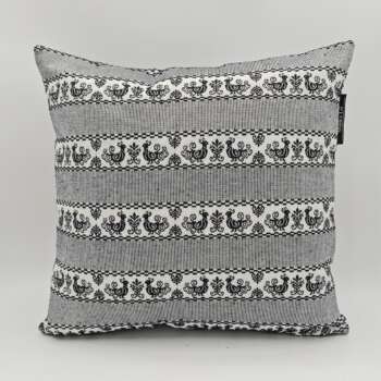 Cuscino 40x40cm tessuto sardo Pavoncelle piccole b/n