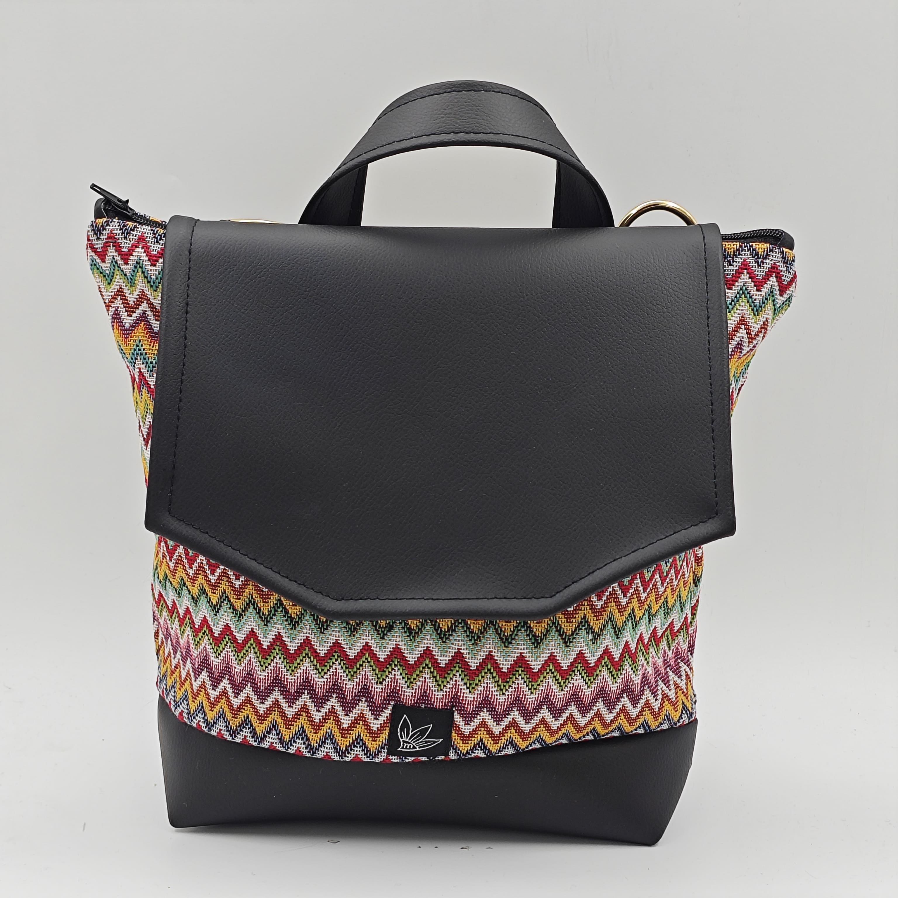 Zaino piccolo 3 usi - Chevron simil Missoni