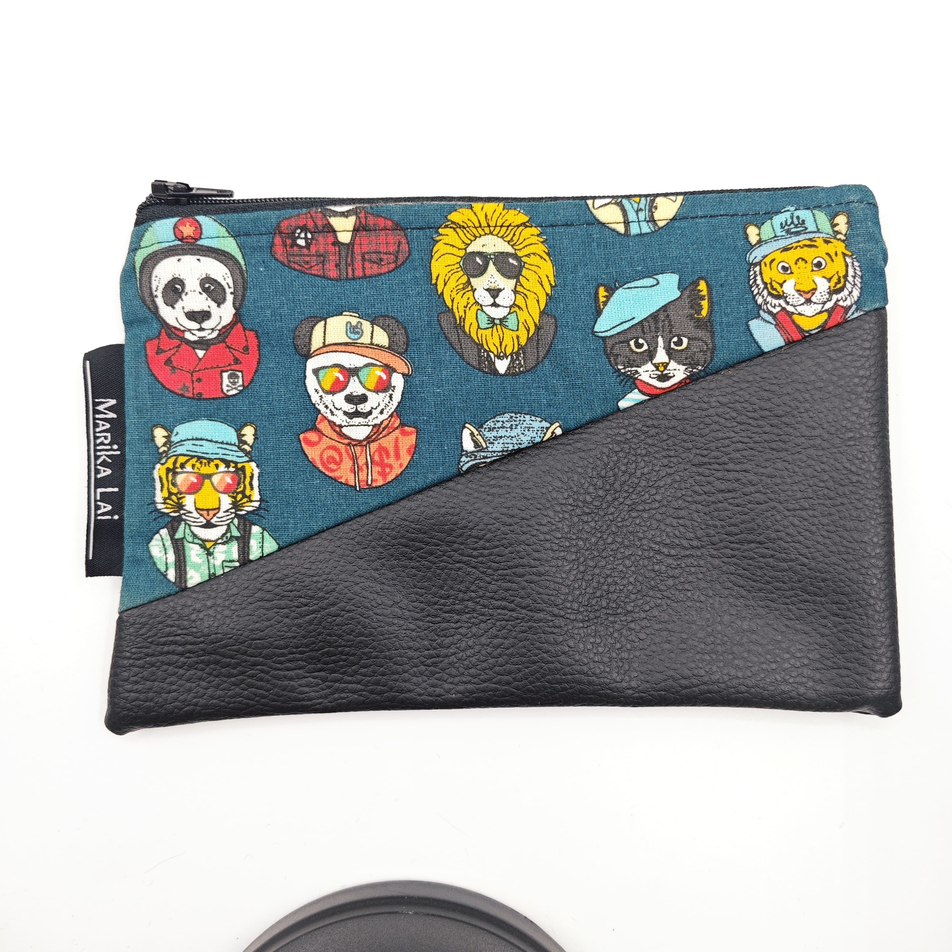 Pochette ecopelle cani e gatti fighi ottanio