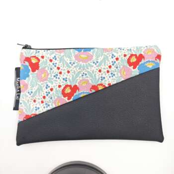 Pochette ecopelle Fiori turchese