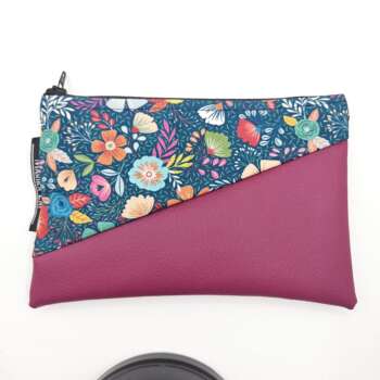 Pochette ecopelle fiori ottanio ecopelle viola