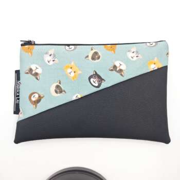 Pochette ecopelle gattini turchese