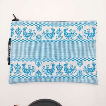 Pochette Tessuto sardo Pavoncelle celesti piccole