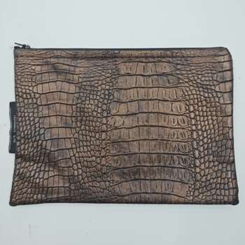 Pochettona in ecopelle stampa coccodrillo marrone bronzato