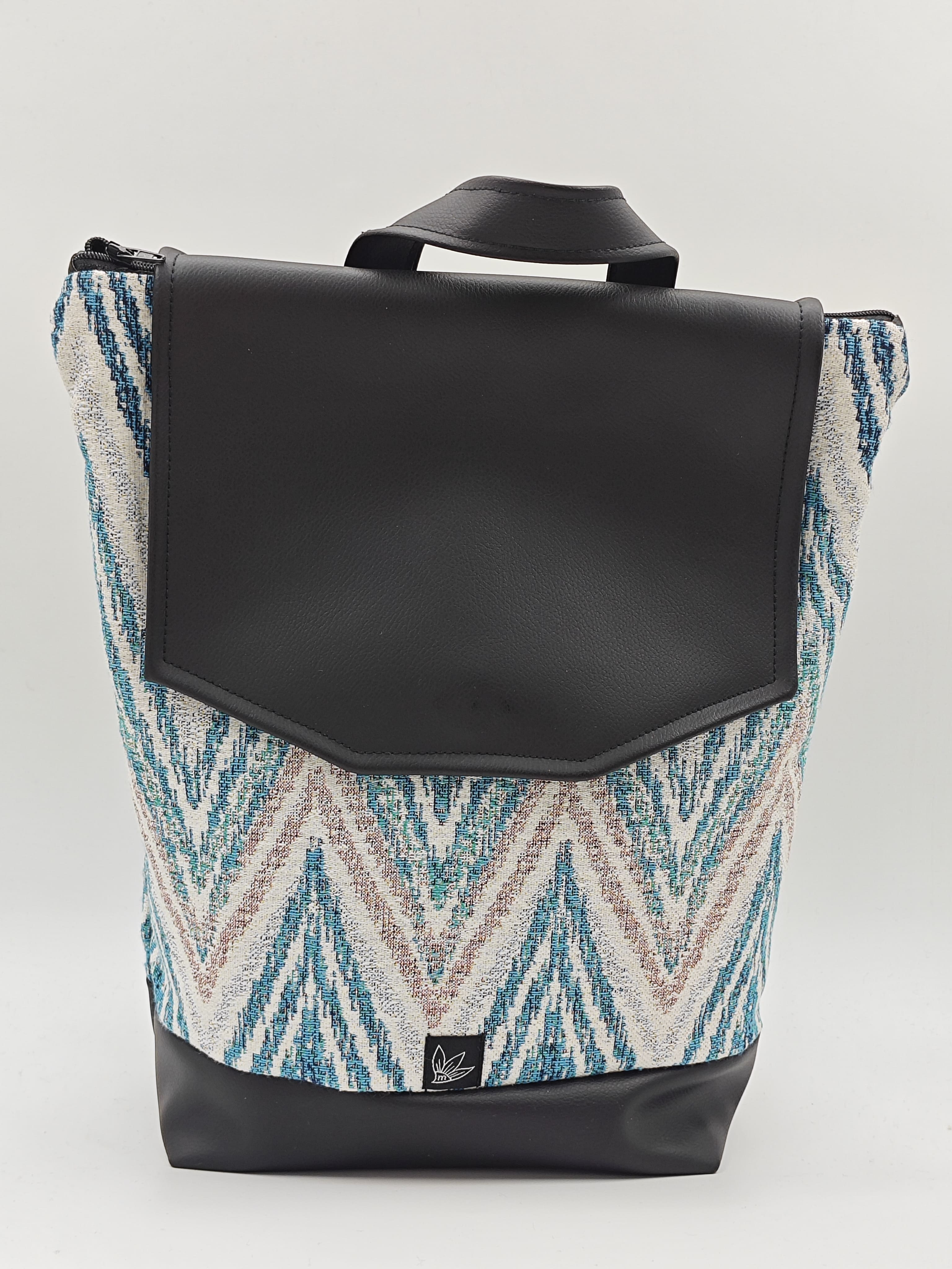 Zaino Chevron celeste e beige