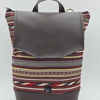 Zaino righe Bordeaux ecopelle marrone
