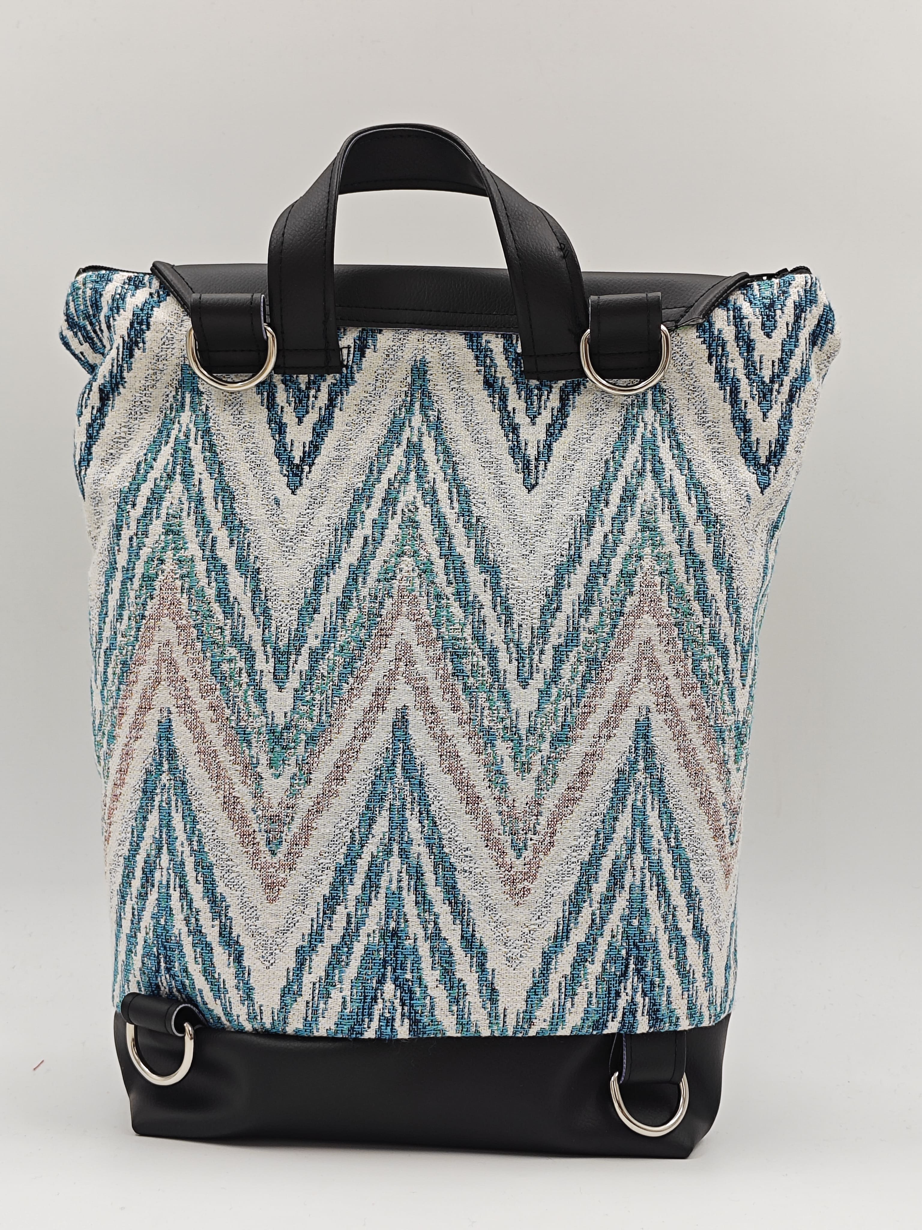 Zaino Chevron celeste e beige - immagine 2