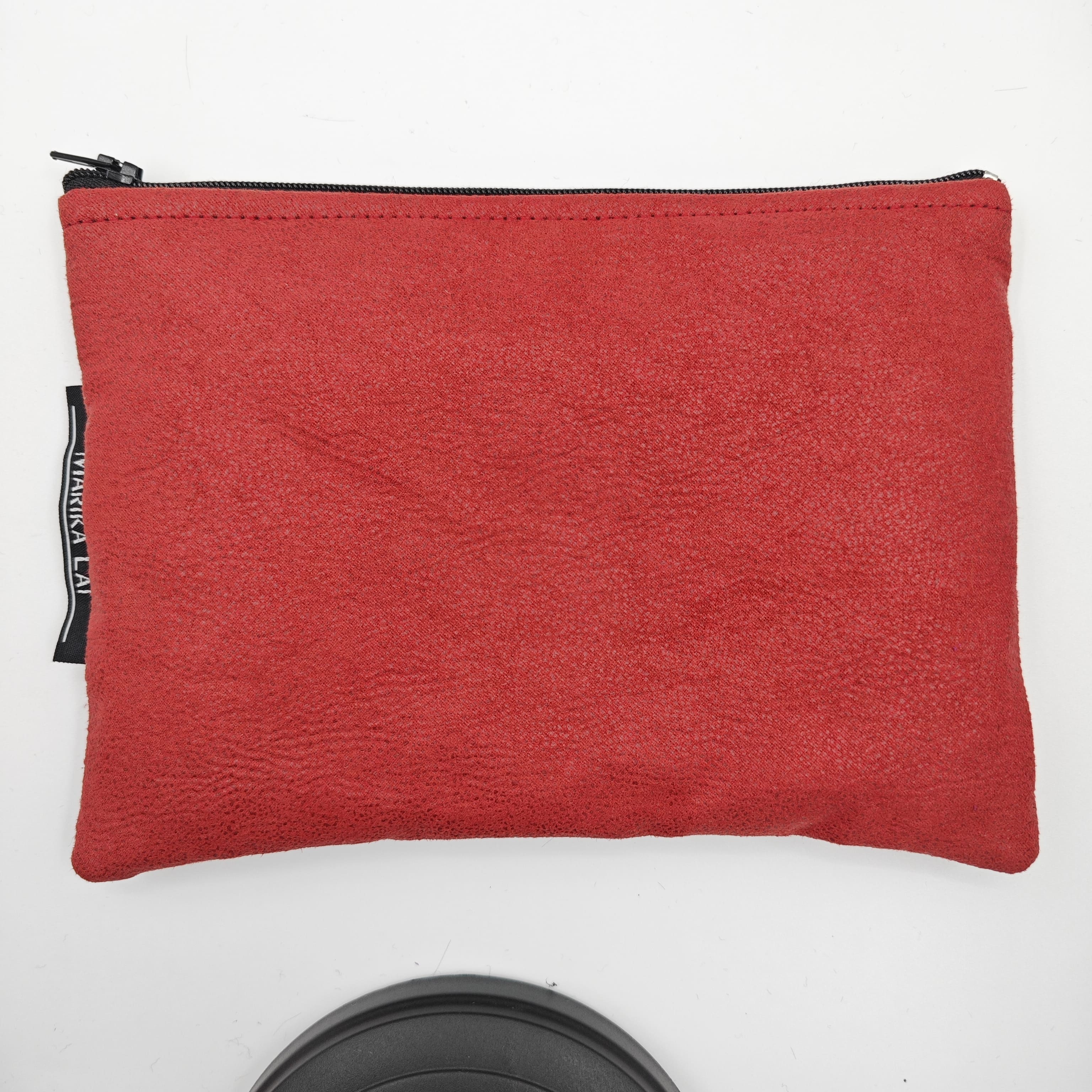 Pochette in alcantara rosso scuro